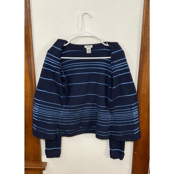 Cache Knit Cardigan Jacket Blue Striped Womens Small Costal Grandma Button Up - Picture 4 of 7